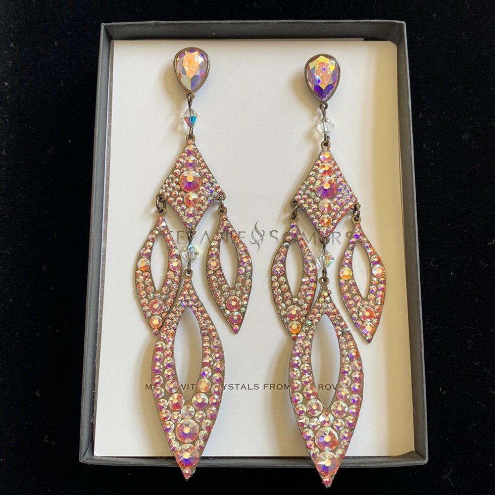 🆕 Stefanie Somers STACI AB Crystal in Black/Dark Metal Custom 💎 Earrings